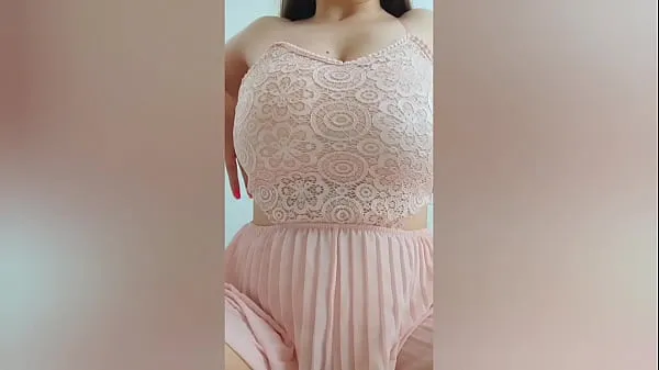 Show Young cutie in pink dress playing with her big tits in front of the camera - DepravedMinx energy Clips